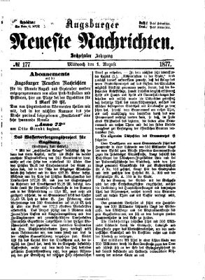 Augsburger neueste Nachrichten Mittwoch 1. August 1877