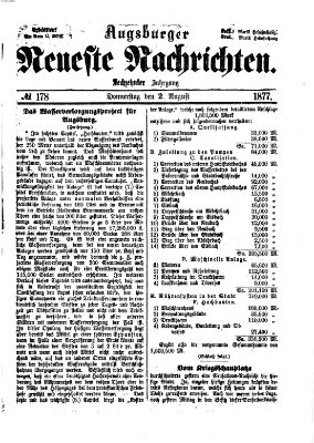 Augsburger neueste Nachrichten Donnerstag 2. August 1877