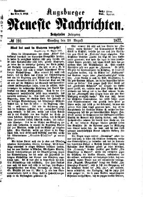 Augsburger neueste Nachrichten Samstag 18. August 1877