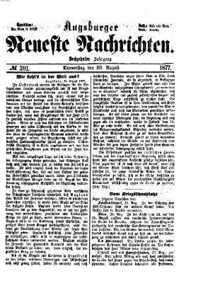 Augsburger neueste Nachrichten Donnerstag 30. August 1877