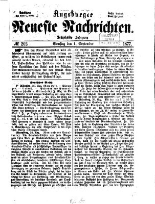Augsburger neueste Nachrichten Samstag 1. September 1877