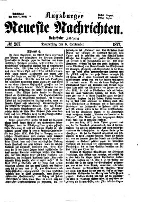 Augsburger neueste Nachrichten Donnerstag 6. September 1877