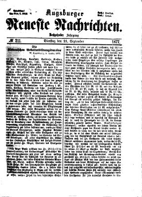 Augsburger neueste Nachrichten Dienstag 11. September 1877