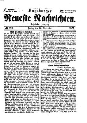 Augsburger neueste Nachrichten Freitag 14. September 1877