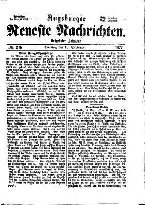 Augsburger neueste Nachrichten Sonntag 16. September 1877