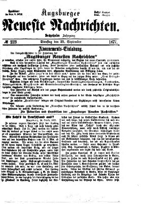 Augsburger neueste Nachrichten Dienstag 25. September 1877