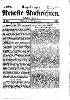 Augsburger neueste Nachrichten Mittwoch 26. September 1877