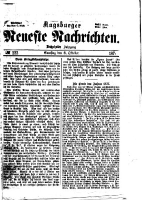 Augsburger neueste Nachrichten Samstag 6. Oktober 1877