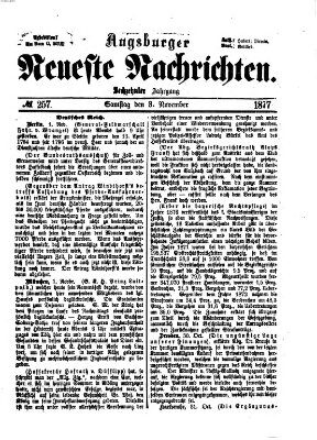 Augsburger neueste Nachrichten Samstag 3. November 1877