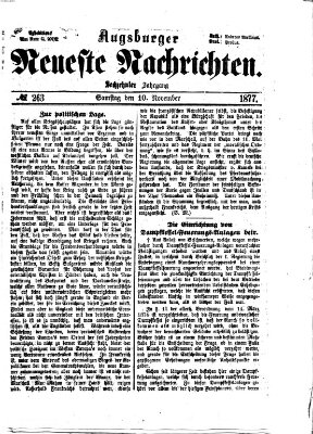 Augsburger neueste Nachrichten Samstag 10. November 1877