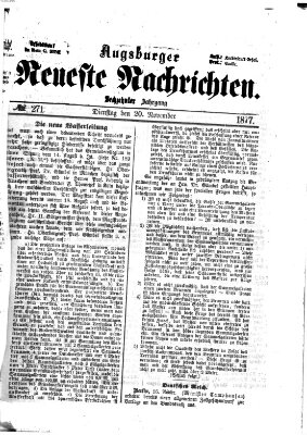 Augsburger neueste Nachrichten Dienstag 20. November 1877