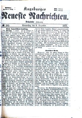 Augsburger neueste Nachrichten Donnerstag 6. Dezember 1877