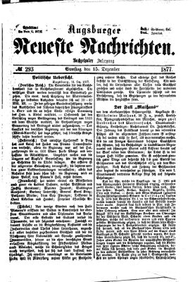 Augsburger neueste Nachrichten Samstag 15. Dezember 1877