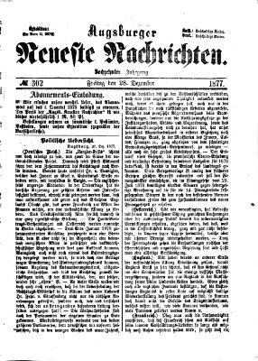 Augsburger neueste Nachrichten Freitag 28. Dezember 1877