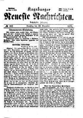 Augsburger neueste Nachrichten Samstag 29. Dezember 1877