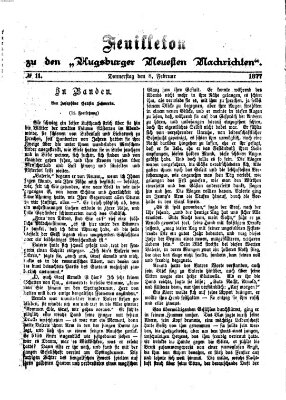 Augsburger neueste Nachrichten. Feuilleton zu den Augsburger neuesten Nachrichten (Augsburger neueste Nachrichten) Donnerstag 8. Februar 1877