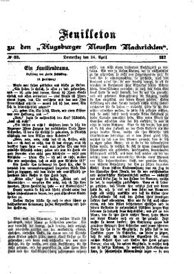 Augsburger neueste Nachrichten. Feuilleton zu den Augsburger neuesten Nachrichten (Augsburger neueste Nachrichten) Donnerstag 26. April 1877