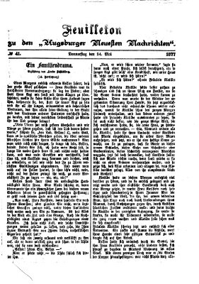 Augsburger neueste Nachrichten. Feuilleton zu den Augsburger neuesten Nachrichten (Augsburger neueste Nachrichten) Freitag 25. Mai 1877