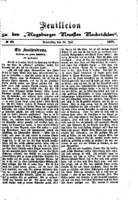 Augsburger neueste Nachrichten. Feuilleton zu den Augsburger neuesten Nachrichten (Augsburger neueste Nachrichten) Donnerstag 26. Juli 1877