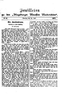 Augsburger neueste Nachrichten. Feuilleton zu den Augsburger neuesten Nachrichten (Augsburger neueste Nachrichten) Sonntag 29. Juli 1877