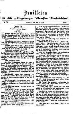 Augsburger neueste Nachrichten. Feuilleton zu den Augsburger neuesten Nachrichten (Augsburger neueste Nachrichten) Sonntag 19. August 1877