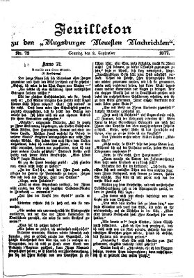 Augsburger neueste Nachrichten. Feuilleton zu den Augsburger neuesten Nachrichten (Augsburger neueste Nachrichten) Sonntag 2. September 1877