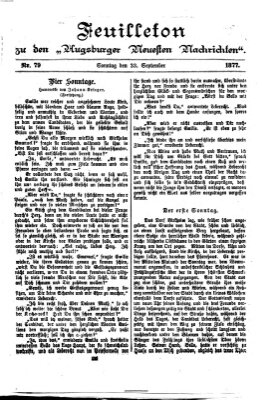 Augsburger neueste Nachrichten. Feuilleton zu den Augsburger neuesten Nachrichten (Augsburger neueste Nachrichten) Sonntag 23. September 1877