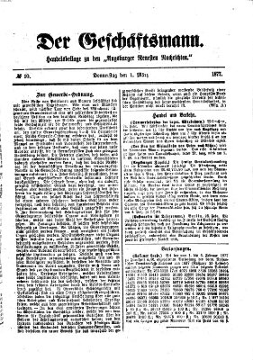 Der Geschäftsmann (Augsburger neueste Nachrichten) Donnerstag 1. März 1877