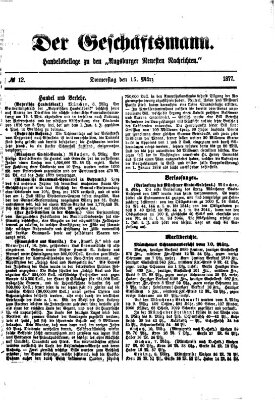 Der Geschäftsmann (Augsburger neueste Nachrichten) Donnerstag 15. März 1877