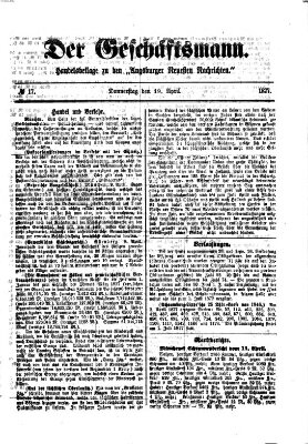 Der Geschäftsmann (Augsburger neueste Nachrichten) Donnerstag 19. April 1877