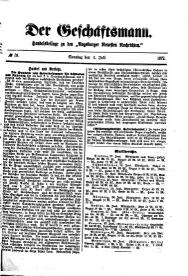 Der Geschäftsmann (Augsburger neueste Nachrichten) Sonntag 1. Juli 1877