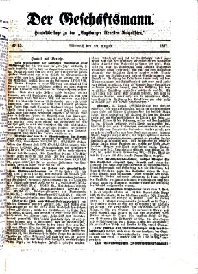 Der Geschäftsmann (Augsburger neueste Nachrichten) Mittwoch 29. August 1877