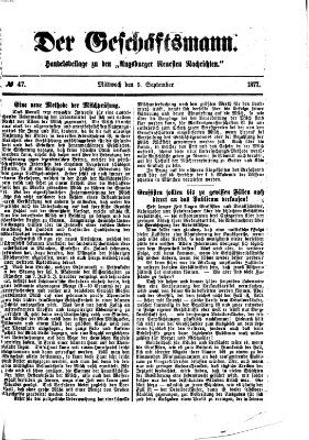 Der Geschäftsmann (Augsburger neueste Nachrichten) Mittwoch 5. September 1877