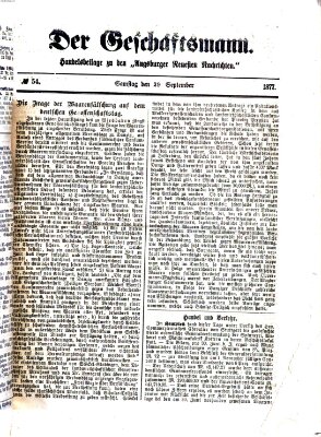 Der Geschäftsmann (Augsburger neueste Nachrichten) Samstag 29. September 1877