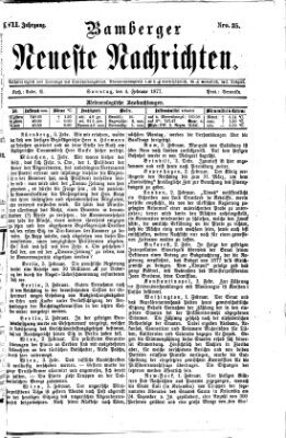 Bamberger neueste Nachrichten Sonntag 4. Februar 1877