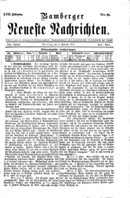 Bamberger neueste Nachrichten Montag 5. Februar 1877