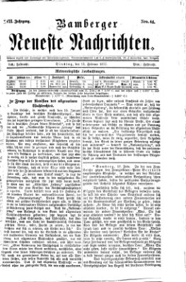 Bamberger neueste Nachrichten Dienstag 13. Februar 1877