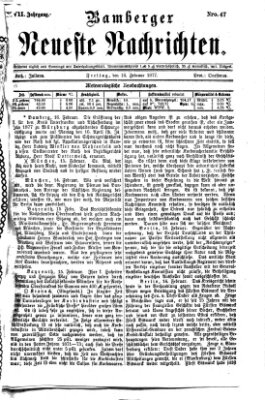 Bamberger neueste Nachrichten Freitag 16. Februar 1877