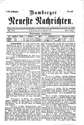 Bamberger neueste Nachrichten Sonntag 18. Februar 1877