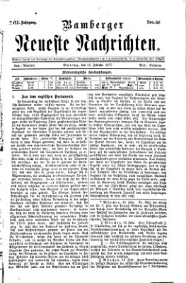 Bamberger neueste Nachrichten Montag 19. Februar 1877