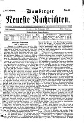 Bamberger neueste Nachrichten Dienstag 20. Februar 1877