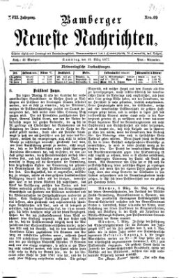 Bamberger neueste Nachrichten Samstag 10. März 1877