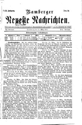 Bamberger neueste Nachrichten Samstag 17. März 1877