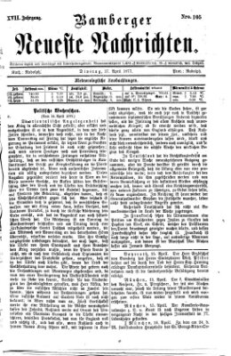 Bamberger neueste Nachrichten Dienstag 17. April 1877