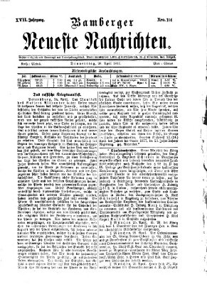 Bamberger neueste Nachrichten Donnerstag 26. April 1877