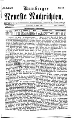 Bamberger neueste Nachrichten Freitag 27. April 1877