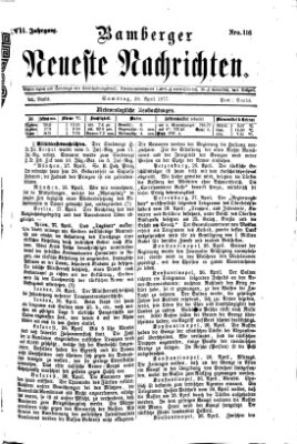 Bamberger neueste Nachrichten Samstag 28. April 1877