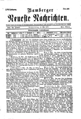 Bamberger neueste Nachrichten Donnerstag 10. Mai 1877