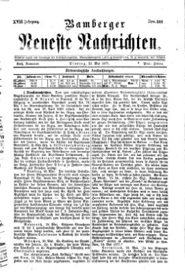 Bamberger neueste Nachrichten Dienstag 22. Mai 1877