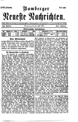 Bamberger neueste Nachrichten Dienstag 24. Juli 1877